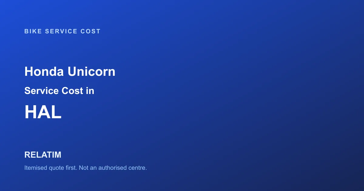 Honda Unicorn Service Cost in HAL, Bangalore